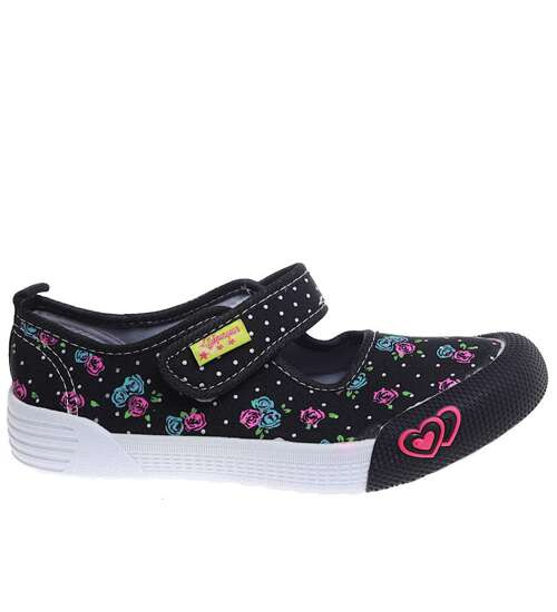 Dziewczęce wycięte czarne tenisówki z rzepem /G12-1 16889 T1-6/