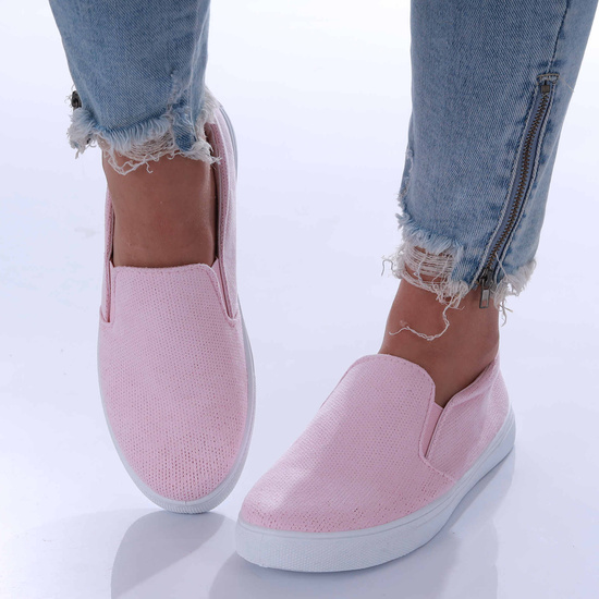 Wsuwane różowe trampki damskie slip on /G8-2 13607 T171/