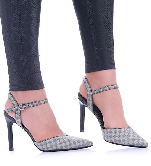 Czarne czółenka szpilki z paseczkiem /F1-3 17147 G231/