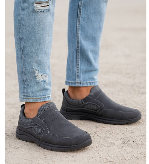 Wsuwane szare męskie buty sportowe /B3-1 17434 T484/