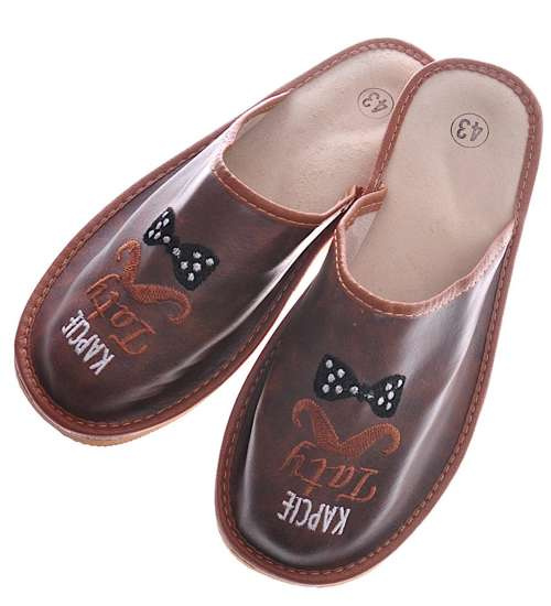 Brązowe Kapcie Taty -idealne na prezent /C3-1 7539 S198/