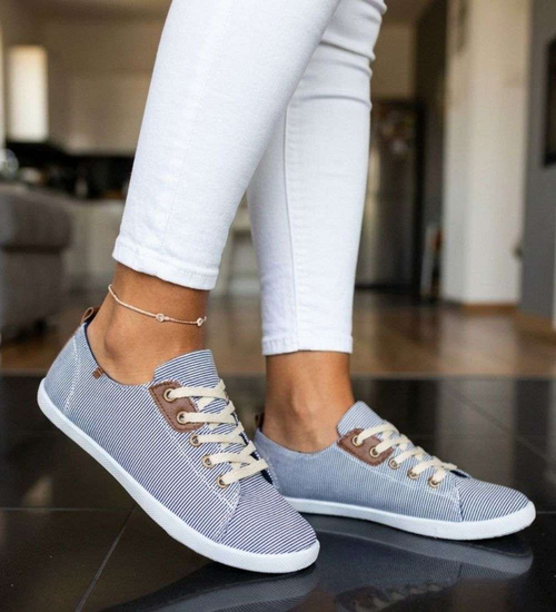 Granatowe tenisówki w paski /G9-2 18750  T1/