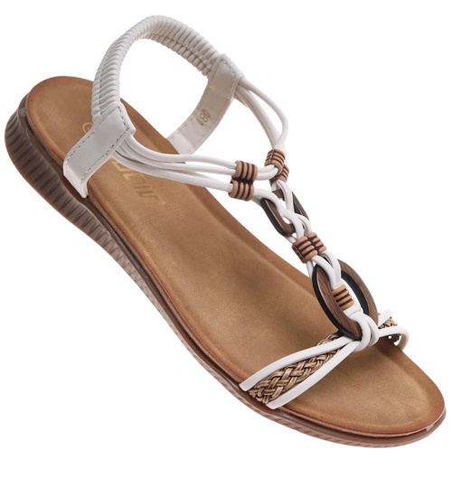 Białe letnie sandały damskie wsuwane /G7-2 17927 W234/