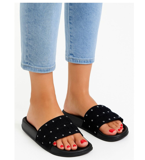 Czarne plażowe klapki damskie /D6-1 17719A G1/