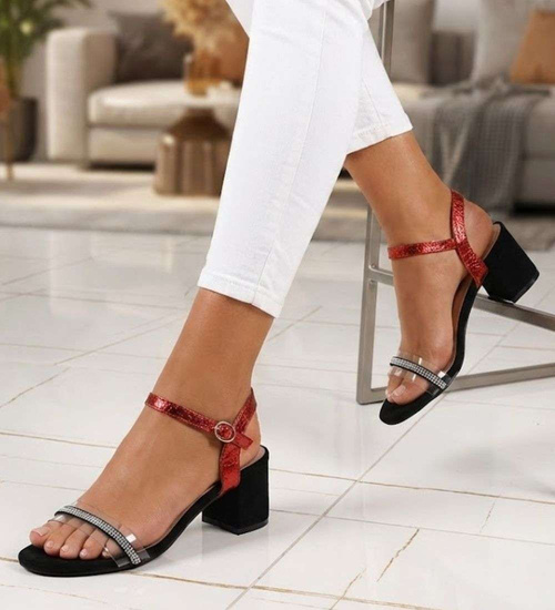 Letnie damskie sandały na niskim obcasie /B2-2 14233 S195/