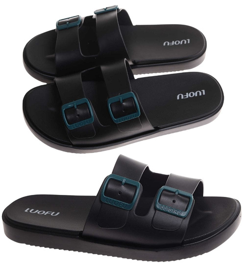 Klapki męskie czarno zielone wodoodporne na plażę /C2-1 17856  T008/