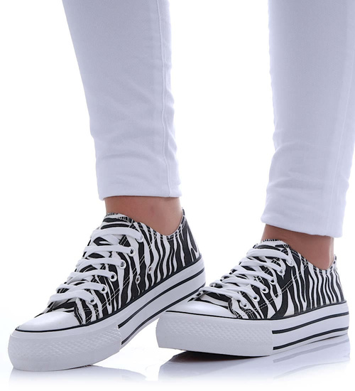 Trampki damskie na platformie Zebra /A8-3 17465 G230/