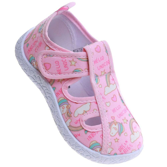 Dziecięce różowe trampki na rzepy /E6-1 17312 T224/