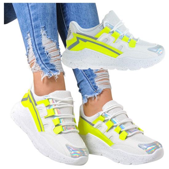 Damskie sneakersy Żółty Neon /B6-2 10097 S289/ 