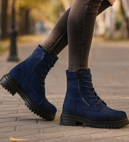 Granatowe botki trapery z ociepleniem /i6-4 h2 18446 T432/