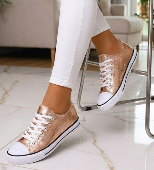 Sznurowane klasyczne trampki damskie /A6-3 16402 G168/