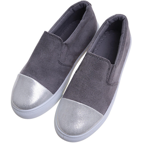 Wsuwane trampki dziewczęce slip on Ciemno szare /D2-2 15727  T100/