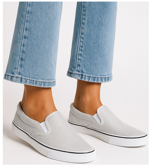 Wsuwane tenisówki damskie slip on Białe /E4-3 16767 G7-38/