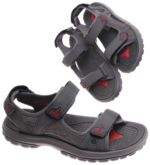 Szare chłopięce sandały na rzepy /B5-1 17942 T259/