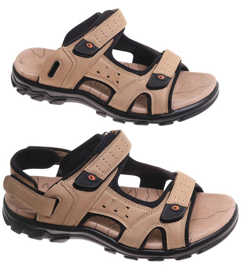 Sandały klapki męskie Beżowe nad wymiar /A9-1 17878 T582/