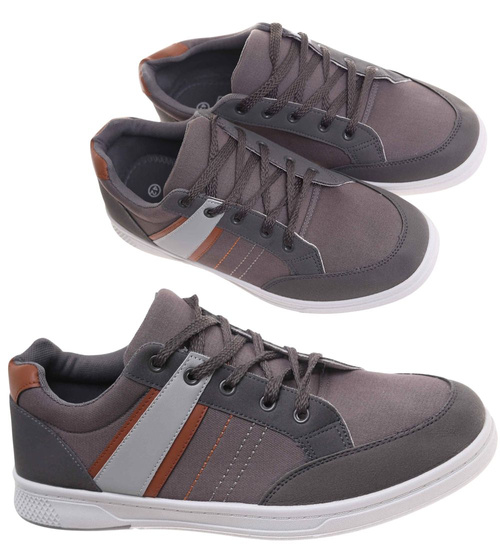 Wiązane szare trampki męskie /A5-2 17981 T236/