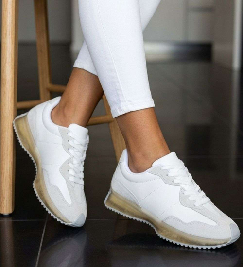 Biało szare damskie sneakersy buty sportowe /D7-2 18849 T155/