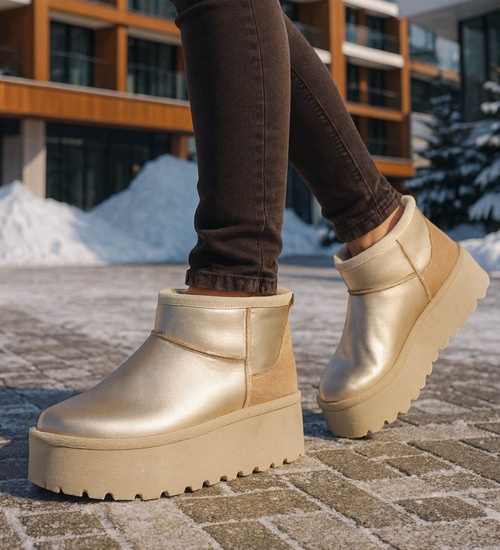 Krótkie kozaki śniegowce eskimoski Złote /A3-3 18605 T185/