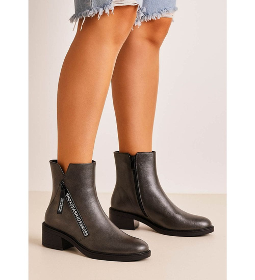 Metaliczne botki z wysoką cholewką /A5-2 18078 T333/