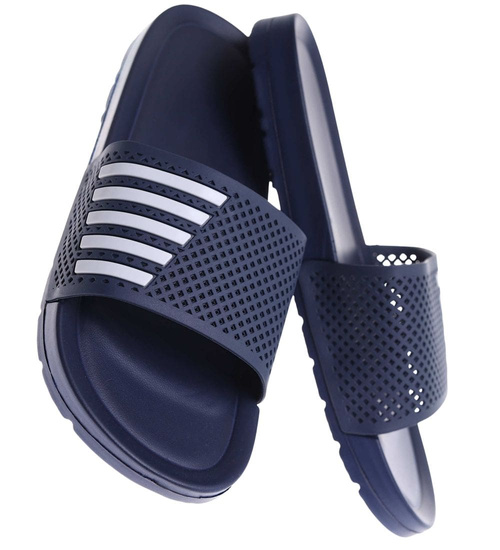 Granatowe wodoodporne klapki męskie plażowe /G4-1 18371 T188/