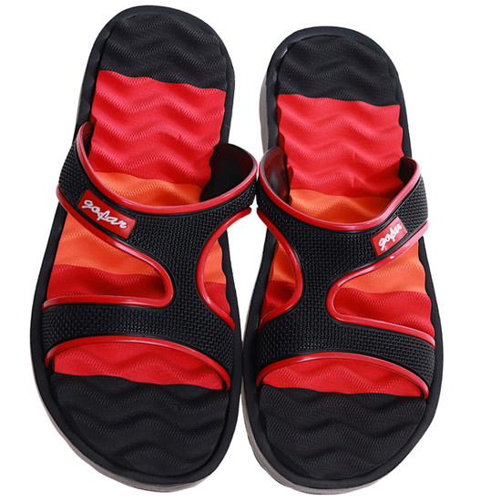 Basenowe klapki męskie Czarno czerwone /E6-1 17193  T087/