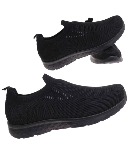 Wsuwane czarne męskie buty sportowe Duże rozmiary /A3-3 17957 S374/