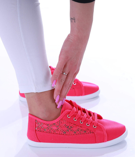 Fuksjowe ażurowe koronkowe tenisówki /D3-2 17336 T233/