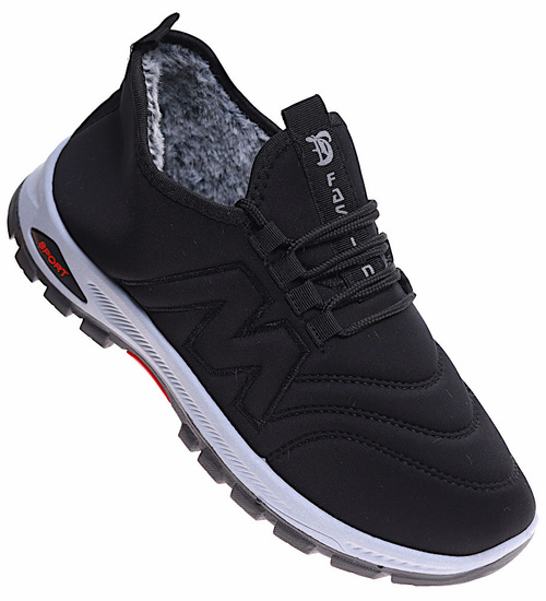 Czarne ocieplane buty sportowe męskie /G9-3 16928 T355/