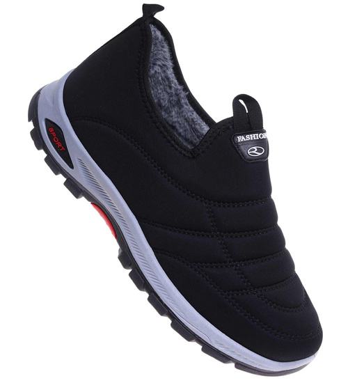 Wsuwane sneakersy męskie z ociepleniem Czarne /F5-1+h2 18249 T386/