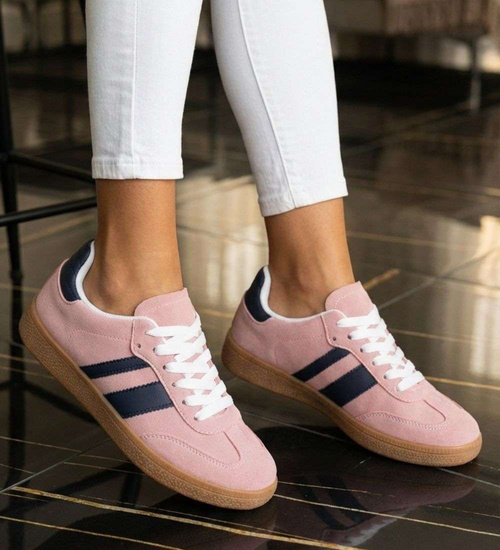 Pastelowe różowe sneakersy damskie /D4-3 18713 T444/