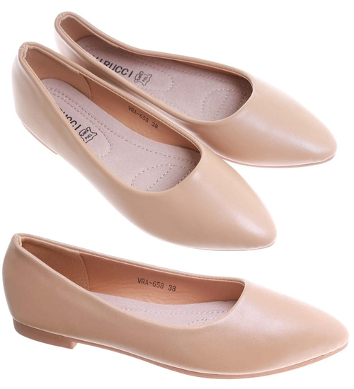 Beżowe klasyczne baleriny damskie /E4-2 17737 W192/