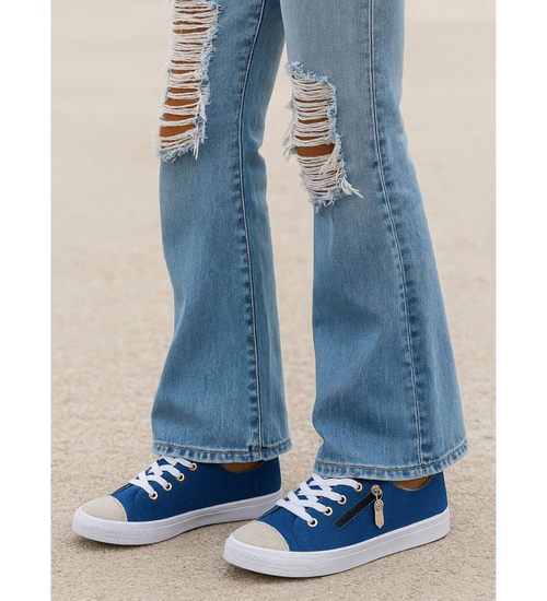 Granatowe wiązane trampki dziewczęce /E8-2 17274 T13-5/