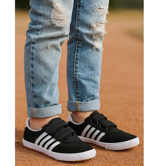 Czarne trampki halówki na rzepy /F8-1 +H2 18083 T186/