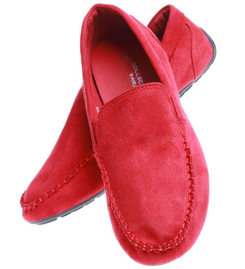 Wsuwane męskie czerwone półbuty mokasyny /D6-3 15632 T250/