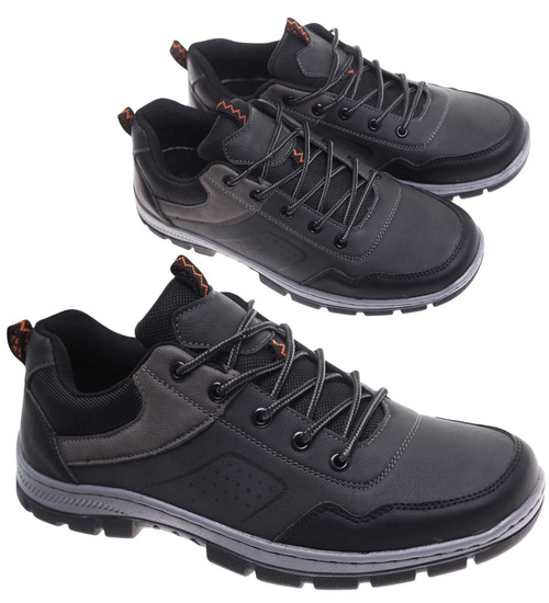 Buty trekkingowe Szare wiązane /A1-3 18016 T484/