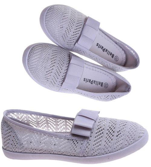 Ażurowe dziewczęce tenisówki Szare /D3-2 13656 T8/