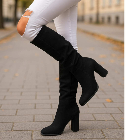 Klasyczne czarne kozaki do kolan /F4-1 18330 T600/