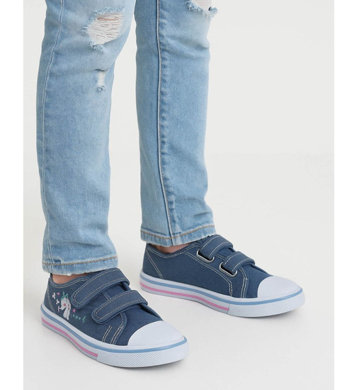 Niebieskie dziewczęce trampki na rzepy /A6-2 18113 200/