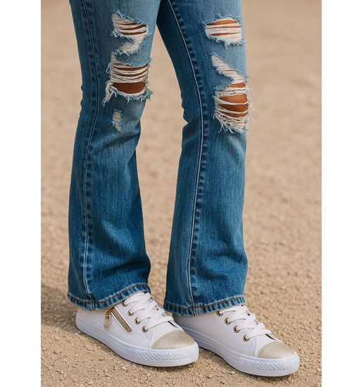 Białe wiązane trampki dziewczęce /C2-2 17297 T13-5/