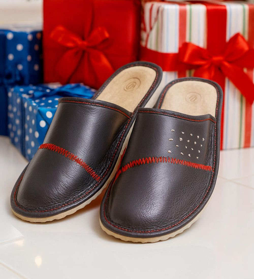 Profilowane szare kapcie męskie /G9-1 7930 S196/