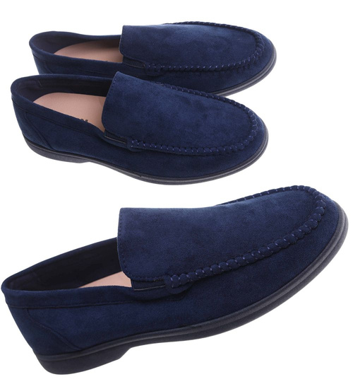 Buty męskie wsuwane granatowe mokasyny /G2-3 17809 T288/