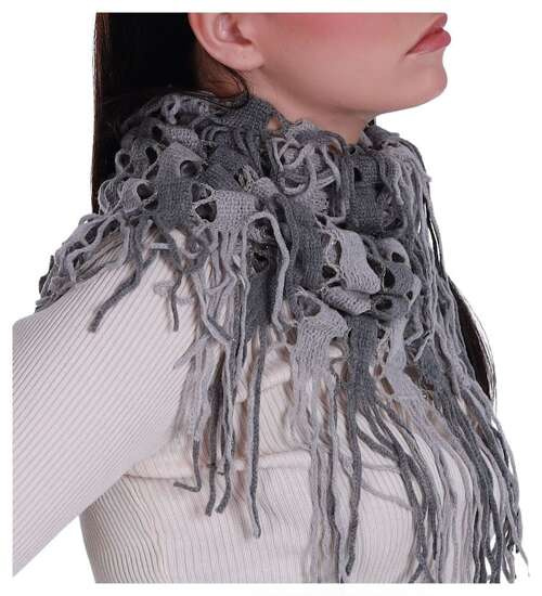 Biało szary szal komin apaszka /H2 S42 T0/