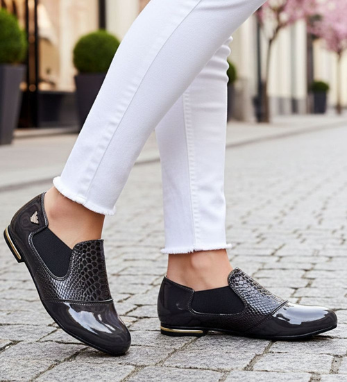 Szare dziewczęce wsuwane półbuty sztyblety /G1-2 14932 T039/