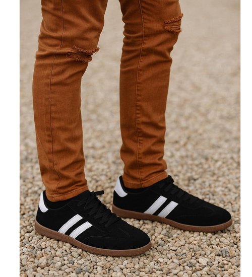 Czarne trampki halówki męskie z zamszu /D8-1 18157 T486/