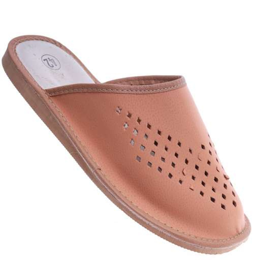 Skórzane męskie klapki domowe kapcie /E6-1 4832 S196/