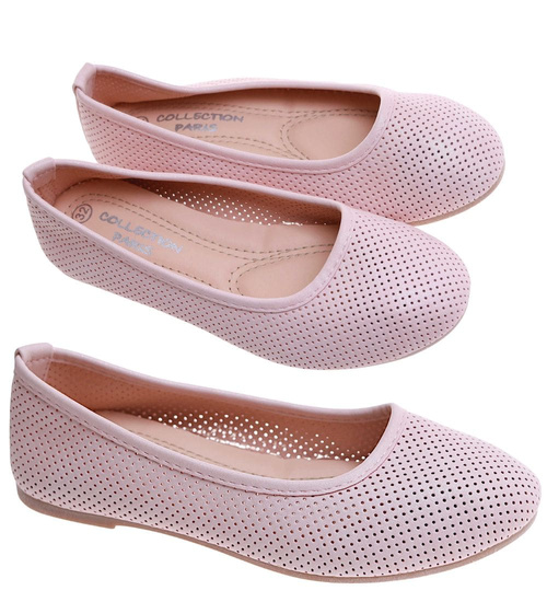 Różowe ażurowe baleriny dziewczęce /D2-2 17632 T121/