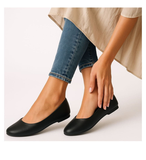 Czarne klasyczne baleriny damskie /A10-2 H2 4566 S087/