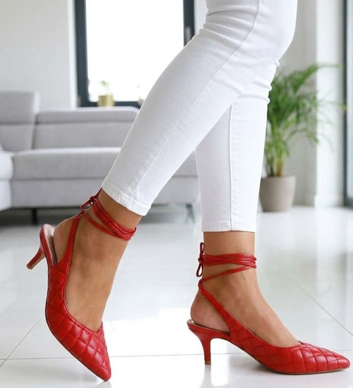 Wiązane czerwone szpilki Lace Up /A9-2 12203 T390/