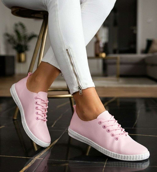 Różowe tenisówki damskie sznurowane /D6-2 15812 T130/