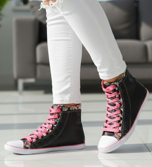 Wysokie sznurowane tenisówki damskie /G5-2 9959 S4/